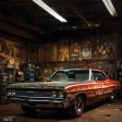 Retro Muscle Car Garage Photography Backdrop Discount