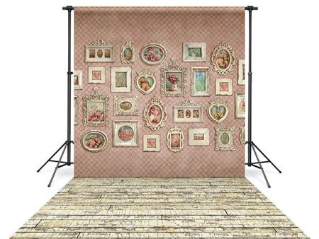 Valentine Wall Backdrop and Ivory Peeling Wood Floor Drop Bundle For Sale