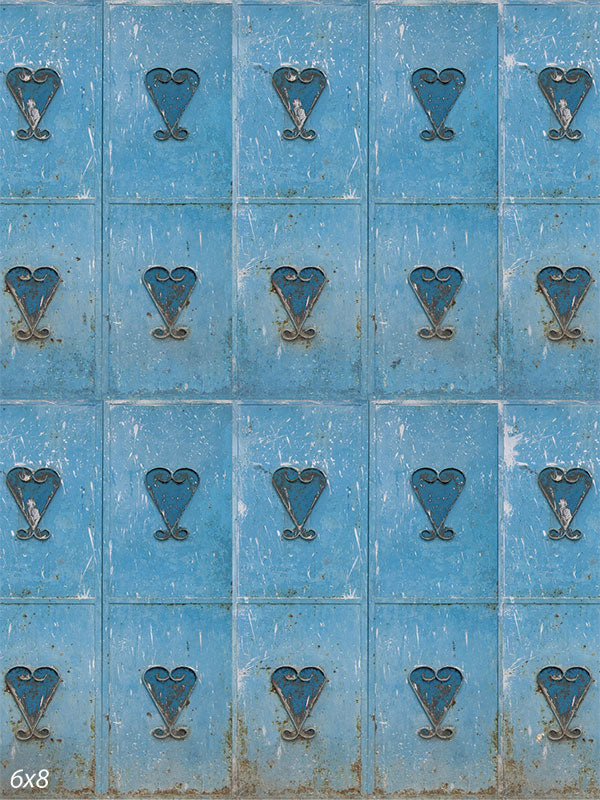 Metal Hearts Blue Valentines Day Backdrop Discount