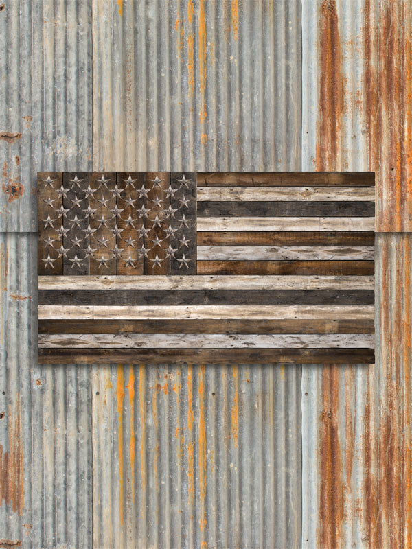 Wood Flag Wall Backdrop and Brown Dirt Floor Drop Bundle Discount