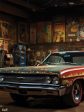 Retro Muscle Car Garage Photography Backdrop Discount