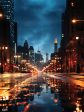 Downtown Nighttime Cityscape Photography Backdrop Discount