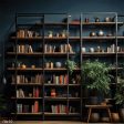 Modern Library Bookcase with Greenery Photography Backdrop Fashion