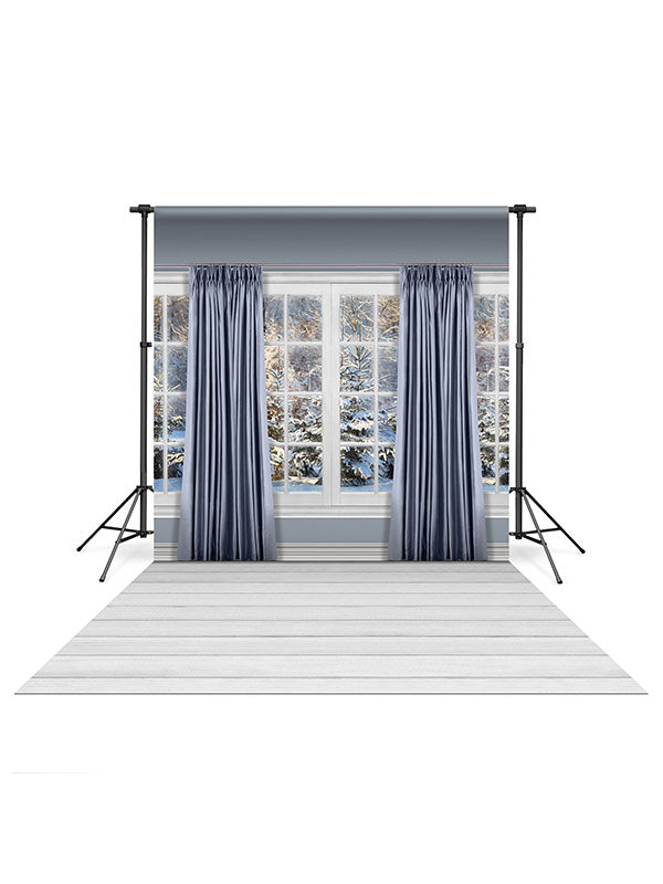 Traditional Winter Windows Backdrop and Whitewash Wide Wood Floor Drop Bundle Sale