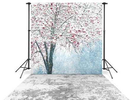 Winter Berries Backdrop and Latte Concrete Floor Drop Bundle For Discount