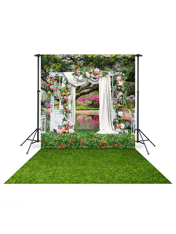 Spring Wedding Backdrop and Grassy Knoll Floor Drop Bundle Supply