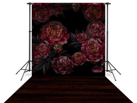 Peonies Dark Backdrop and Ebony Hardwood Floor Drop Bundle Supply