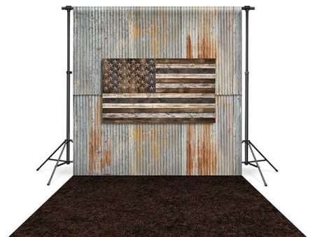 Wood Flag Wall Backdrop and Brown Dirt Floor Drop Bundle Discount