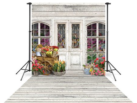 Flower Shop Backdrop and Wood White & Ivory Planks Floor Drop Bundle Hot on Sale