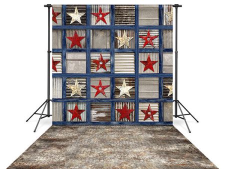 Patriotic Squares Backdrop and Textured Metal Floor Drop Bundle Fashion