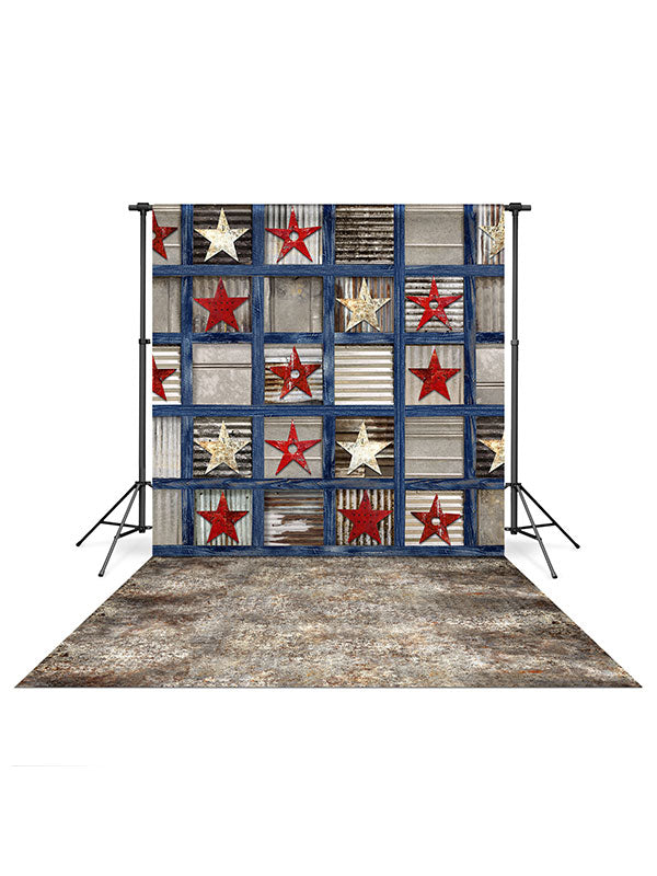 Patriotic Squares Backdrop and Textured Metal Floor Drop Bundle Fashion