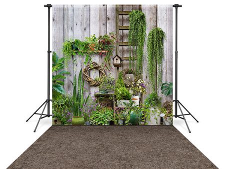 Spring Wood Wall Backdrop and Gray Dirt Floor Drop Bundle Supply