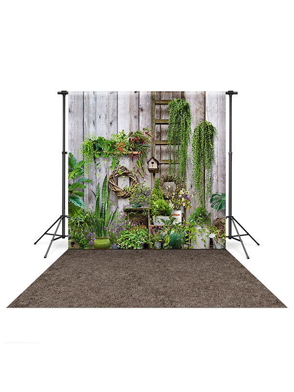 Spring Wood Wall Backdrop and Gray Dirt Floor Drop Bundle Supply