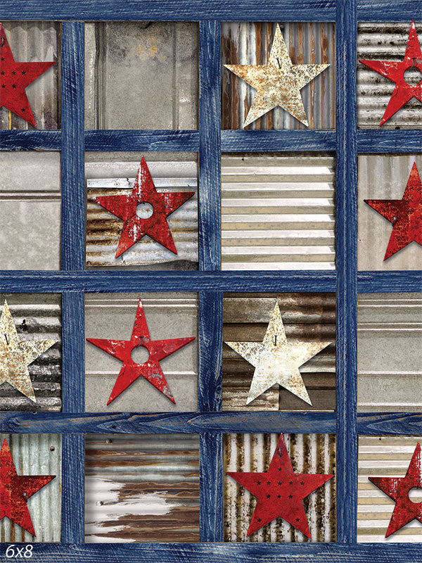 Patriotic Squares Backdrop and Textured Metal Floor Drop Bundle Fashion