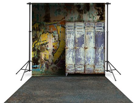 Abandoned Gym Sports Backdrop and Textured Concrete Floor Drop Bundle For Discount